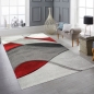 Preview: Teppich modern Teppich Wohnzimmer abstrakt in rot grau schwarz