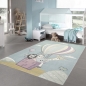 Preview: Kinderteppich Spielteppich Teppich Heißluftballon Tiere in pastell blau