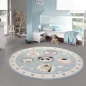 Preview: Kinderteppich Tiere Kinderzimmerteppich Zoo Tiere in blau creme