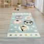 Preview: Kinderteppich Tiere Kinderzimmerteppich Zoo Tiere in blau creme