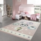 Preview: Kinderteppich Tiere Kinderzimmerteppich Zoo Tiere in rosa creme