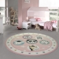 Preview: Kinderteppich Tiere Kinderzimmerteppich Zoo Tiere in rosa creme