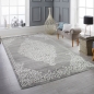 Preview: Moderner Teppich Orientteppich Ornamente mit Glitzergarn in Grau Creme