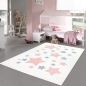 Preview: Teppich-Kinderzimmer Sterne weich in rosa, grau weiß