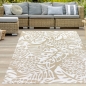 Preview: Recyclebarer Outdoor-Teppich mit tropischem Flair in beige