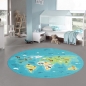 Preview: Kinderzimmer Weltkarten-Lernteppich Tiere & Meere in blau