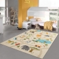 Preview: Kinderteppich Spielteppich Safari / Straßen rutschfest beige