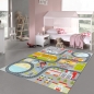 Preview: Kinderzimmer Weltkarten-Lernteppich Tiere & Meere in blau
