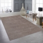 Preview: Teppich Taupe mit geometrischem Relief-Linienmuster für Wohnzimmer