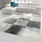 Preview: Wohnzimmer Teppich mit abstraktem Karomuster in grau blau creme