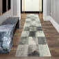 Preview: Wohnzimmer Teppich mit abstraktem Karomuster in grau grün anthrazit