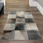 Preview: Wohnzimmer Teppich mit abstraktem Karomuster in braun beige grau schwarz