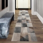 Preview: Wohnzimmer Teppich mit abstraktem Karomuster in braun beige grau schwarz