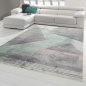 Preview: Moderner Teppich Wohnzimmer abstraktes Muster gestreift schwarz grau grün rosa - pflegeleicht