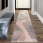 Preview: Moderner Teppich Wohnzimmer abstraktes Muster gestreift grau rosa grün - pflegeleicht