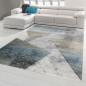 Preview: Moderner Teppich Wohnzimmer abstraktes Muster gestreift mehrfarbig grau blau gold - pflegeleicht