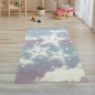 Preview: Kinderzimmer Teppich Spielteppich Himmel Wolken Sterne Design blau creme