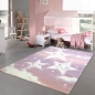 Preview: Kinderzimmer Teppich Spielteppich Himmel Wolken Sterne Design rosa creme