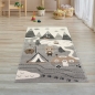 Preview: Kinderzimmer Teppich • Bären auf dem Campingplatz • creme braun