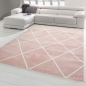 Preview: Teppich Skandinavischer Stil Wohnzimmer Rautenmuster - pflegeleicht - rosa creme weiß