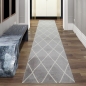 Preview: Teppich Skandinavischer Stil Wohnzimmer Rautenmuster - pflegeleicht - grau creme weiß