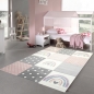 Preview: Kinderzimmer Teppich Spielteppich Regenbogen Punkte Herzchen rosa grau creme