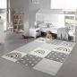 Preview: Kinderzimmer Teppich Spielteppich Regenbogen Punkte Herzchen Design in Grau Creme