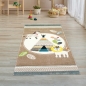 Preview: Kinderzimmer Teppich Spielteppich Zelt Löwe Zebra Kaktus beige blau creme braun