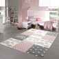 Preview: Kinderzimmer Teppich Spielteppich Regenbogen Herzchen Wolken rosa creme grau