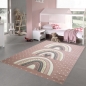 Preview: Kinderzimmer Teppich Spielteppich gepunktet Herz Regenbogen Design - rosa grau