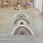 Mobile Preview: Kinderzimmer Teppich Spielteppich gepunktet Herz Regenbogen Design - grau braun