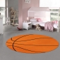 Preview: Runder Teppich Basketball-Design Sportlich, Weich & Pflegeleicht für Kinderzimmer & Spielbereiche in Orange Schwarz