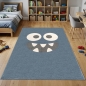 Preview: Kinderteppich in Blau mit fröhlichem Monster