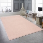 Preview: Wohnzimmer Teppich modern Kurzflor mit Uni Design in Rosa