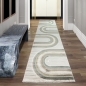 Preview: Kurzflorteppich modern Creme Beige Grün Braun Muster weich Glanzeffekt pflegeleicht Wohnzimmer Schlafzimmer Flur