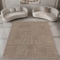 Preview: Teppich Beige Linien Muster modern Wohnzimmer