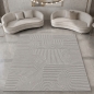Preview: Teppich Grau Linien Design modern Wohnzimmer