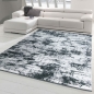 Preview: Moderner Teppich Wohnzimmer in Abstraktem Orientalischen Design in Grau auf schwarzem Hintergrund