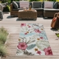 Preview: In- & Outdoor Teppich Hoch-Tief Effekt pflegeleicht wetterfest Blumen Muster Türkis Bunt