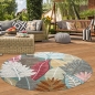 Preview: Moderner In- & Outdoor Teppich flachgewebt UV-beständig & robust mit Blattdesign Grün Rot Beige