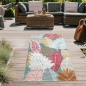 Preview: Moderner In- & Outdoor Teppich flachgewebt UV-beständig & robust mit Blattdesign Grün Rot Beige