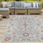 Preview: Teppich Outdoor Wohnzimmerteppich creme mit buntem Blumenmuster