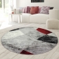 Preview: Moderner Wohnzimmer Teppich abstraktes Wellen Rauten Design marmoriert in rot grau - pflegeleicht