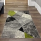 Preview: Moderner Wohnzimmer Teppich abstraktes Wellen Rauten Design marmoriert in grün grau - pflegeleicht