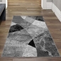 Preview: Moderner Wohnzimmer Teppich abstraktes Wellen Rauten Design marmoriert in schwarz grau - pflegeleicht