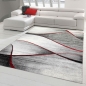 Preview: Moderner Wohnzimmer Teppich Wellen Design in rot grau anthrazit - pflegeleicht