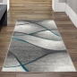 Preview: Moderner Wohnzimmer Teppich Wellen Design in blau grau anthrazit  - pflegeleicht
