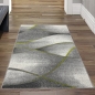 Preview: Moderner Wohnzimmer Teppich Wellen Design in grün grau anthrazit  - pflegeleicht
