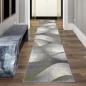 Preview: Moderner Wohnzimmer Teppich Wellen Design in grün grau anthrazit  - pflegeleicht