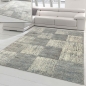 Preview: Wohnzimmer Teppich – quadratisches Muster – in grau